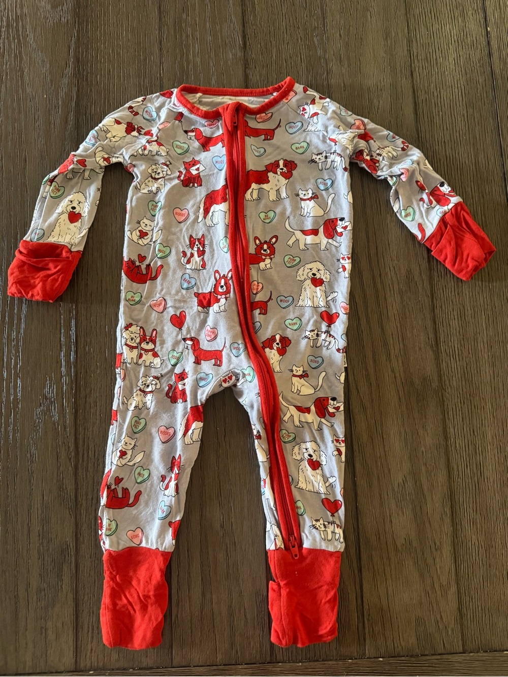 Little sleepies Valentines Dog pajamas. Size 3-6 months